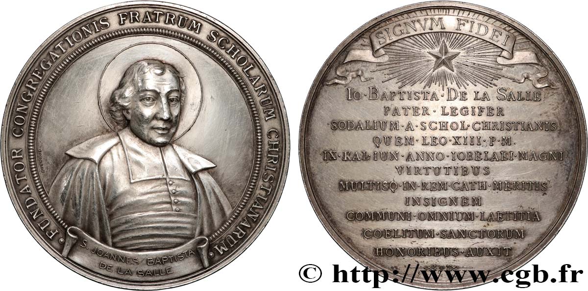 ITALIE - ÉTATS DE L ÉGLISE - LÉON XIII (Vincenzo Gioacchino Pecci) Médaille, Saint Jean-Baptiste de la Salle  MBC+