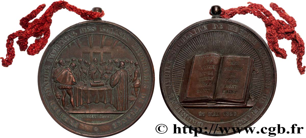 SECOND EMPIRE Médaille, Troisième jubilé séculaire de l’église réformée de France XF