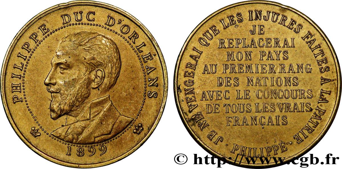 TERZA REPUBBLICA FRANCESE PHILIPPE DUC D’ORLÉANS, frappe médaille module de 10 centimes BB/q.SPL