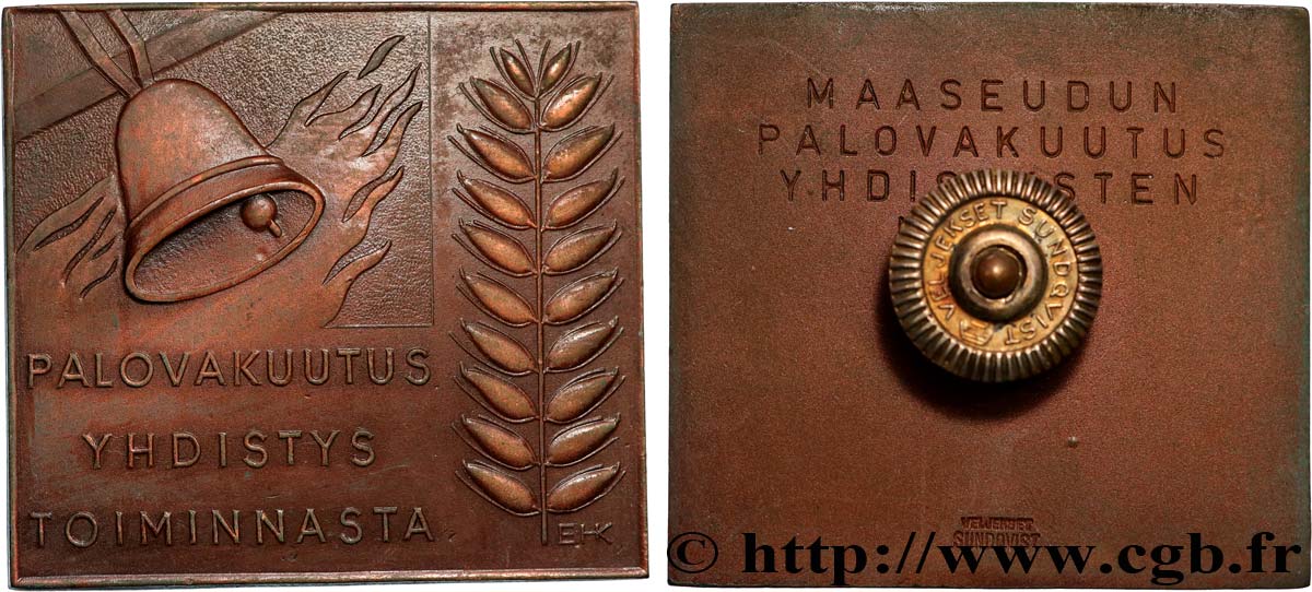 FINLANDIA Plaquette, Badge, Assurance Incendie MBC+