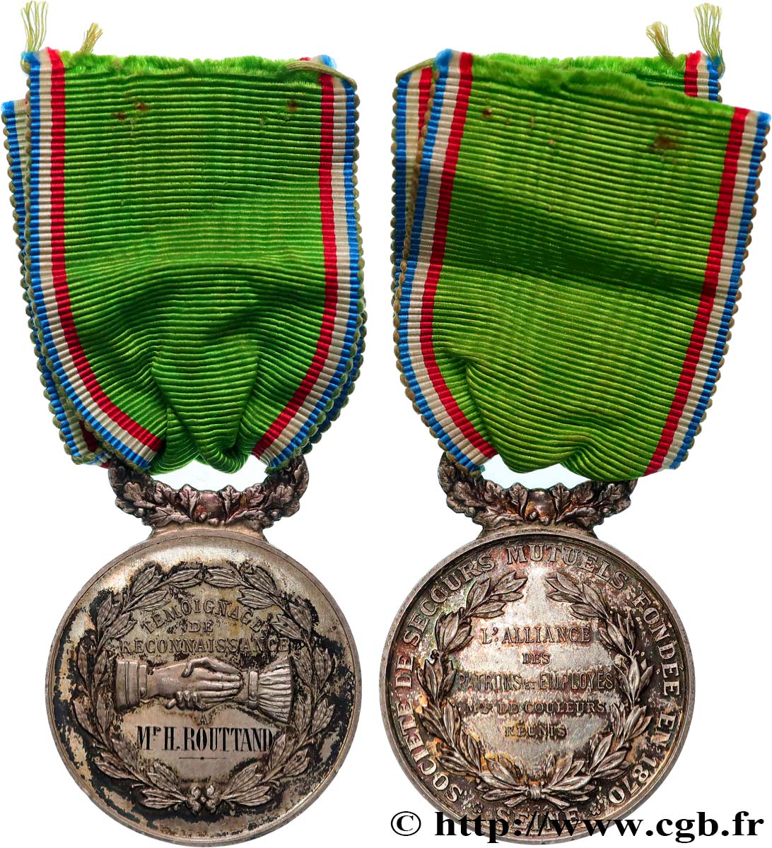 INSURANCES Médaille, Société de secours mutuels, Alliance des patrons et employés, Marchands de couleurs réunis AU