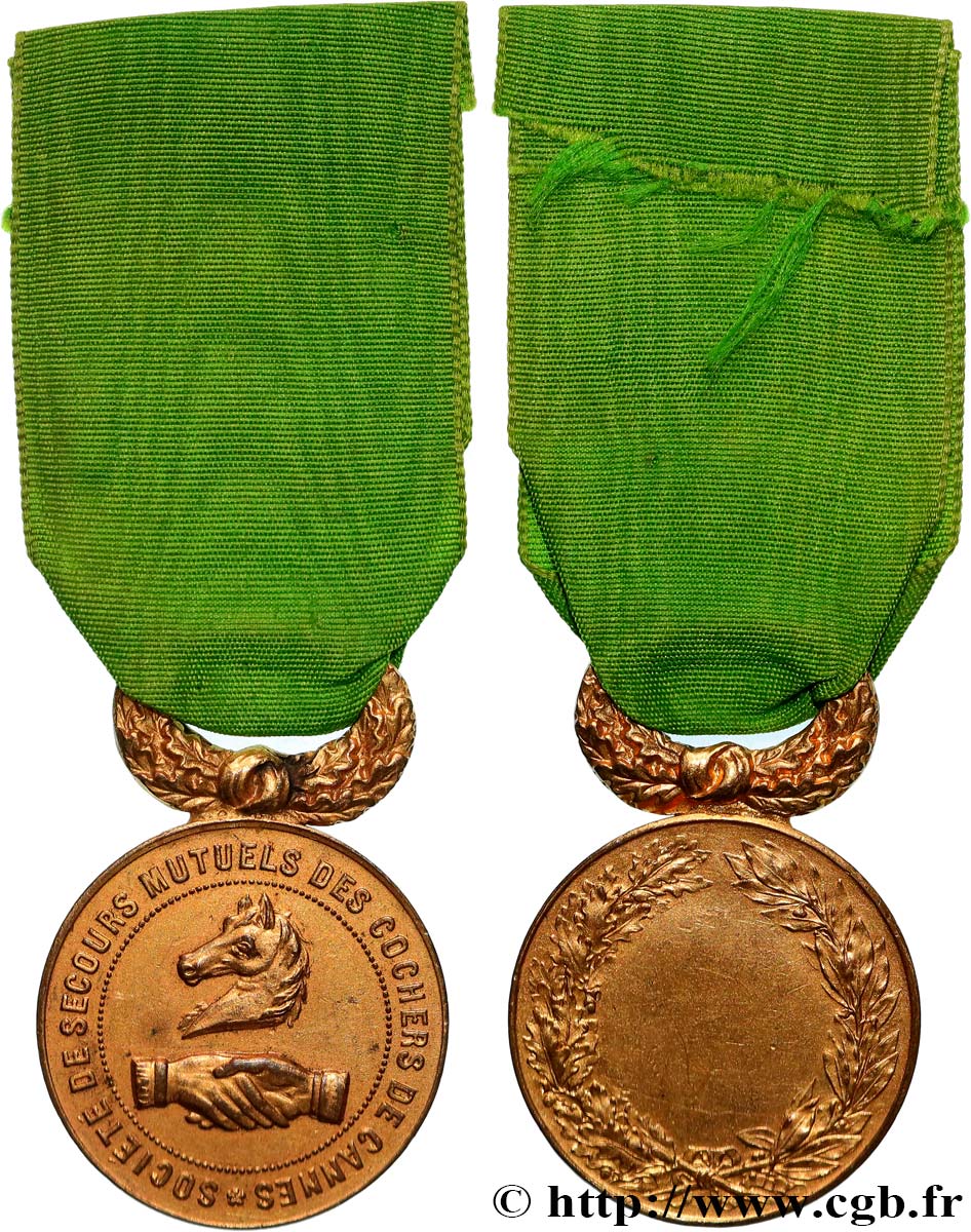 INSURANCES Médaille, Société de secours mutuels, Cochers de Cannes XF