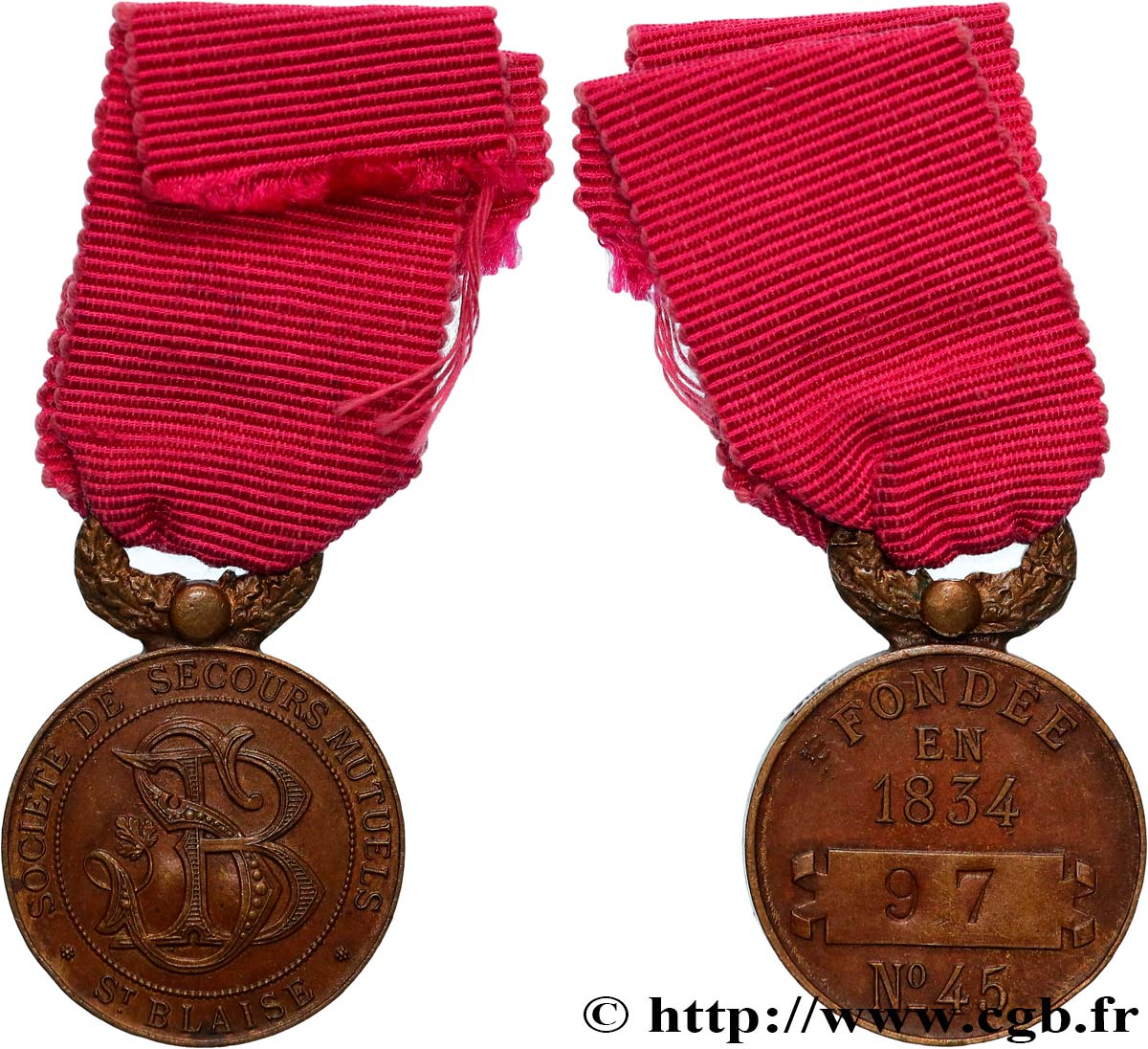 INSURANCES Médaille, Société de secours mutuels, Saint Blaise AU