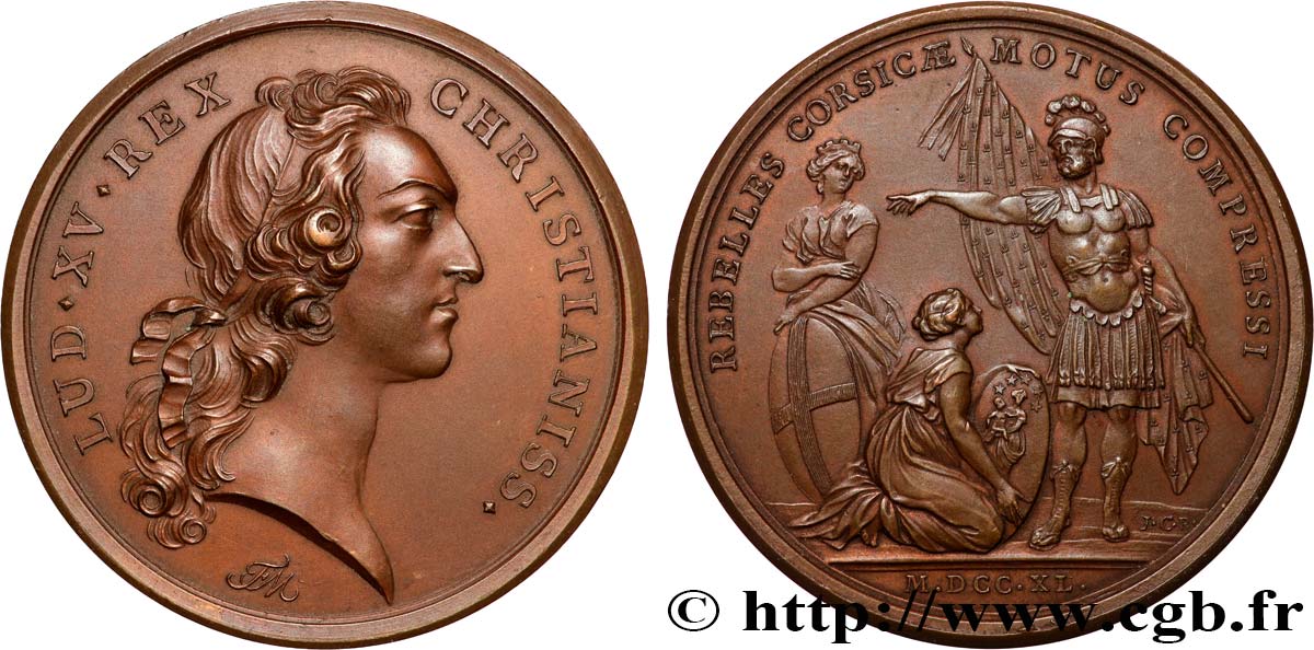 LOUIS XV DIT LE BIEN AIMÉ Médaille, Pacification de la Corse, refrappe SUP