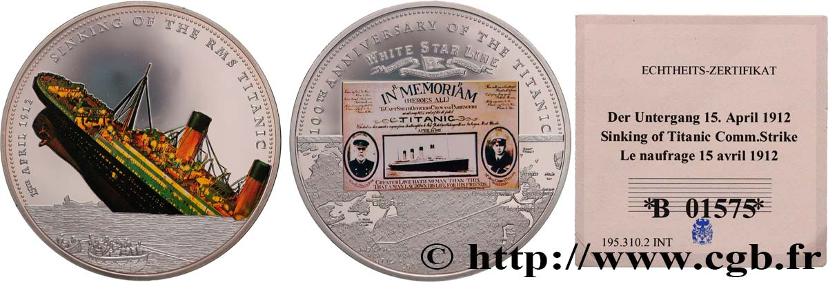 SEA AND NAVY : SHIPS AND BOATS Médaille, Centenaire du Titanic MS