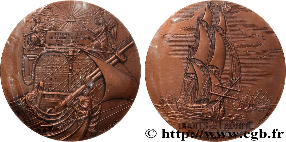 SEA AND NAVY : SHIPS AND BOATS Médaille, Le Droits de l Homme  MS