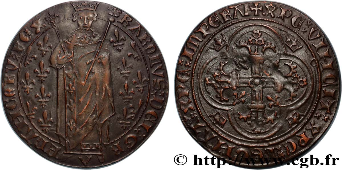 CHARLES VII LE BIEN SERVI / THE WELL-SERVED Médaille, Reproduction du Royal d’or AU