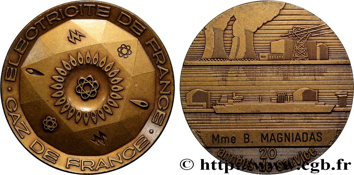 ENTREPRISES, INDUSTRIES ET COMMERCES DIVERS Médaille de mérite EDF / GDF, 20 années de service fVZ