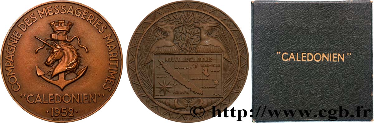 CUARTA REPUBLICA FRANCESA Médaille, Compagnie des messageries maritimes, Calédonia EBC