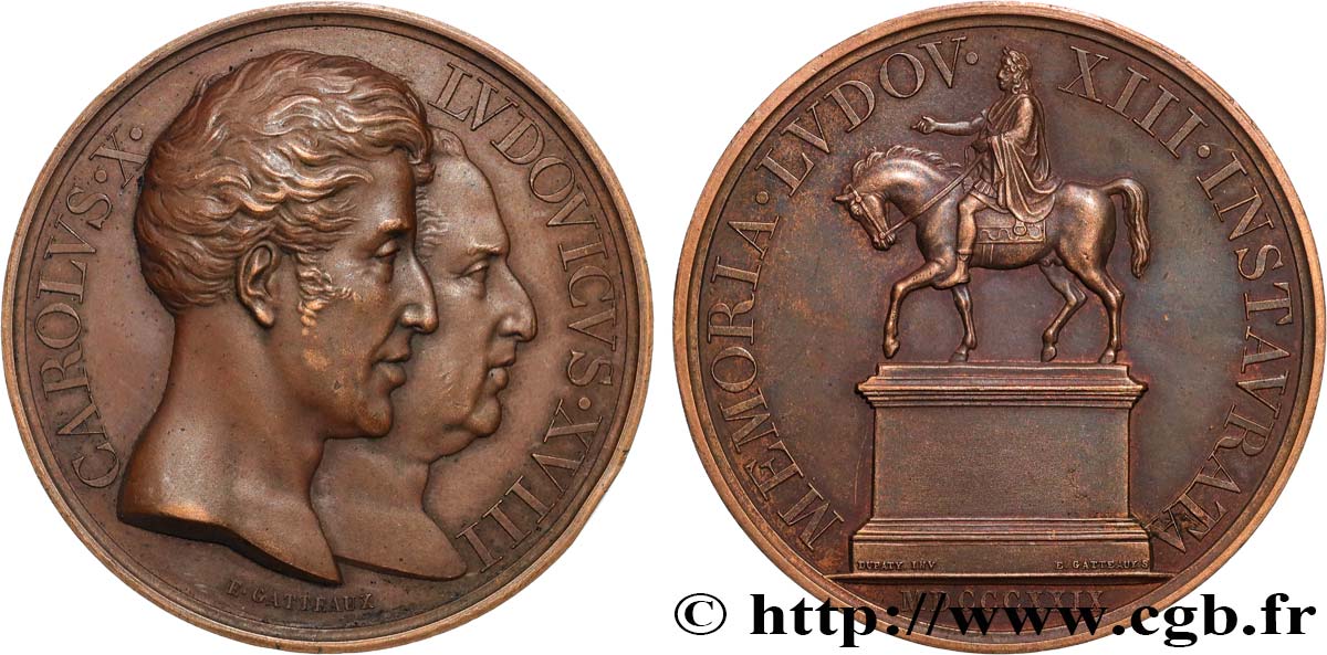 CHARLES X Médaille, Statue équestre de Louis XIII MBC+