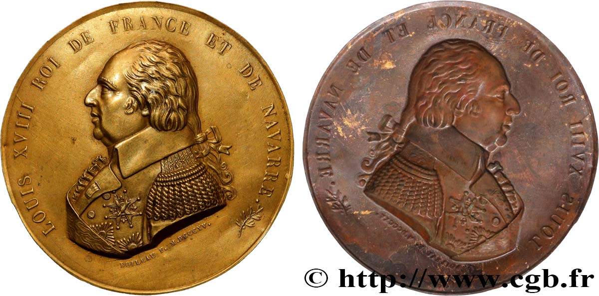 LOUIS XVIII Médaille, Louis XVIII, Tirage uniface AU