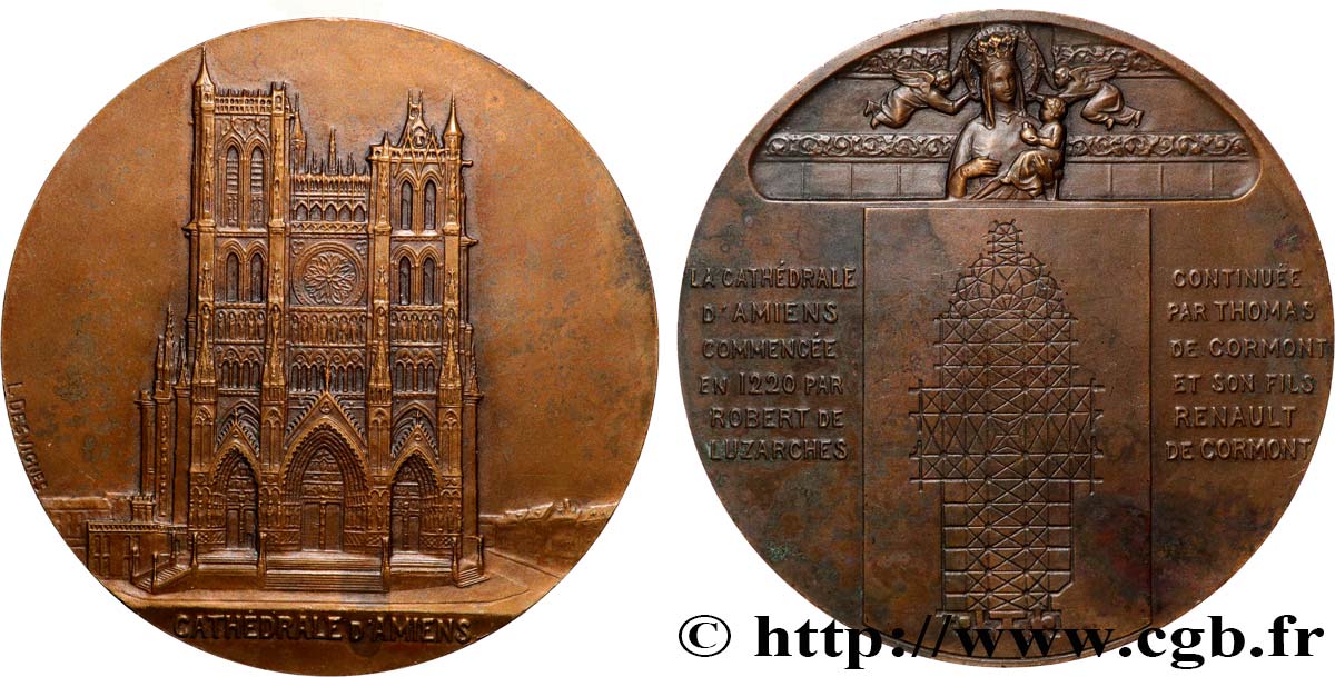 III REPUBLIC Médaille, Cathédrale d’Amiens XF/AU