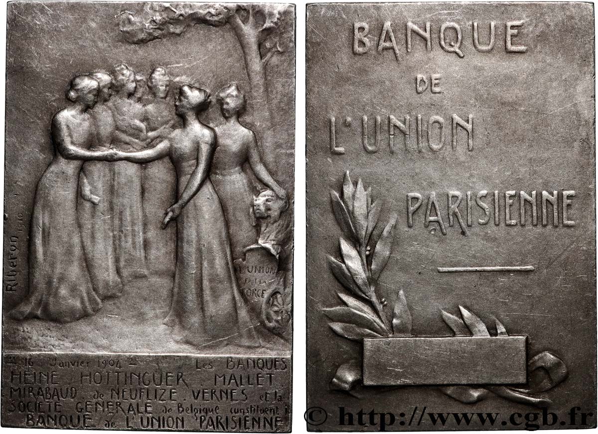 TROISIÈME RÉPUBLIQUE Plaquette, Banque de l’Union parisienne TTB+