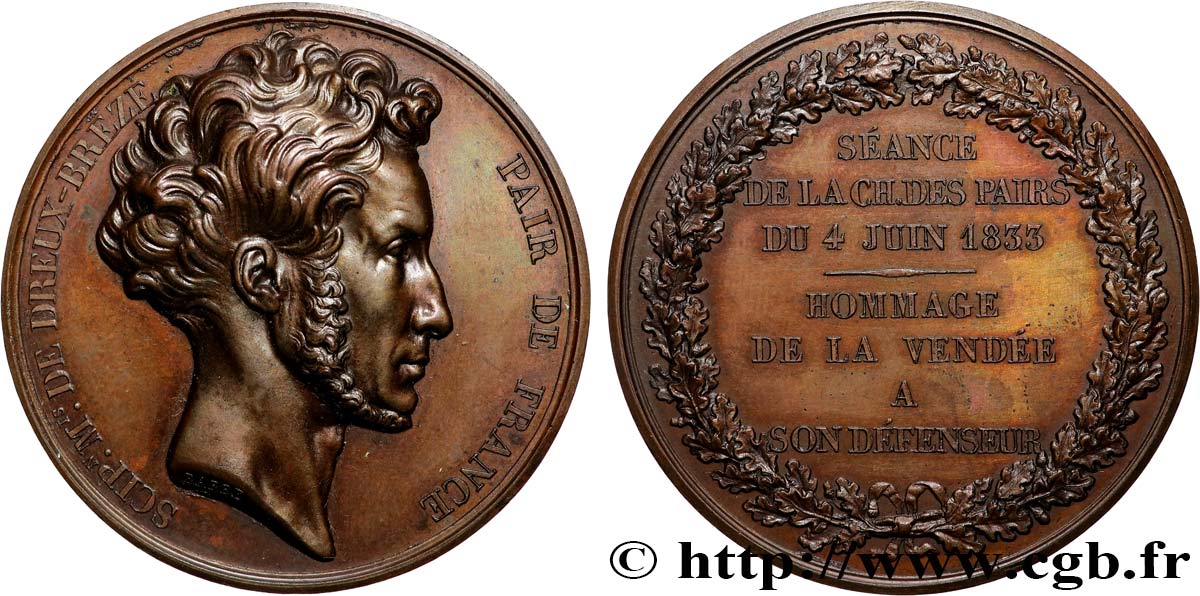 LOUIS-PHILIPPE Ier Médaille, Scipion, marquis de Dreux-Brézé et baron de Berry  SUP