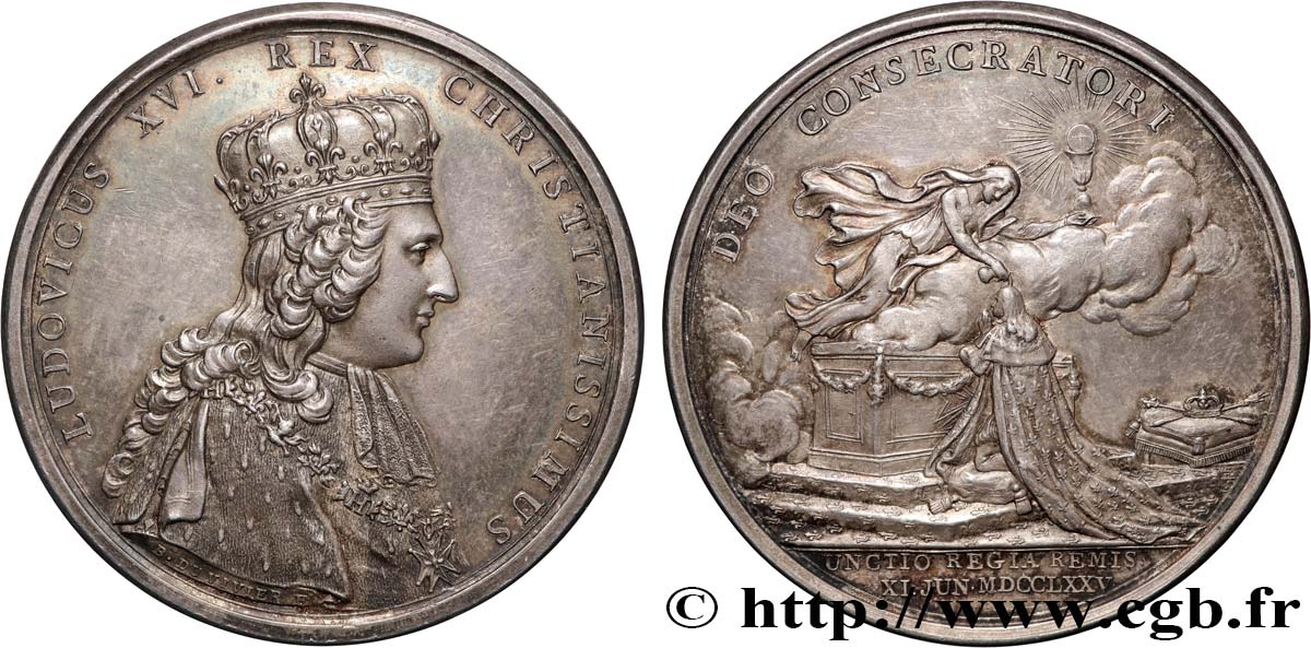 LOUIS XVI Médaille, Sacre de Louis XVI à Reims TTB+