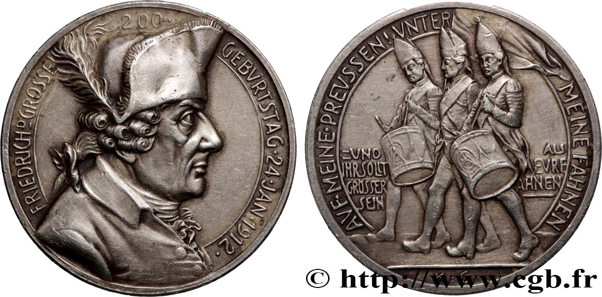 GERMANY Médaille, 200e anniversaire de Frédéric II Le Grand XF