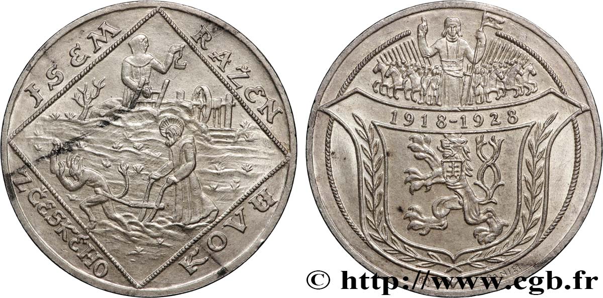 CZECHOSLOVAKIA - REPUBLIC Médaille, 10e anniversaire de la Tchécoslovaquie AU