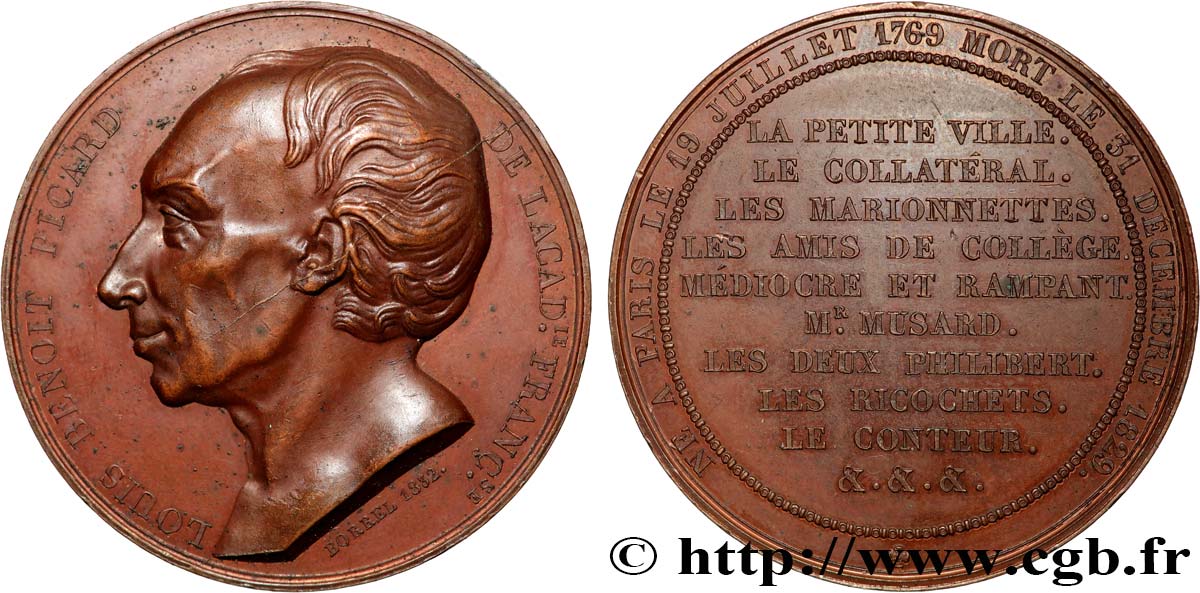 LOUIS-PHILIPPE Ier Médaille, Louis Benoît Picard de l’Académie Française TTB+