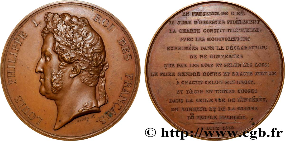 LUIGI FILIPPO I Médaille, Avènement de Louis Philippe SPL