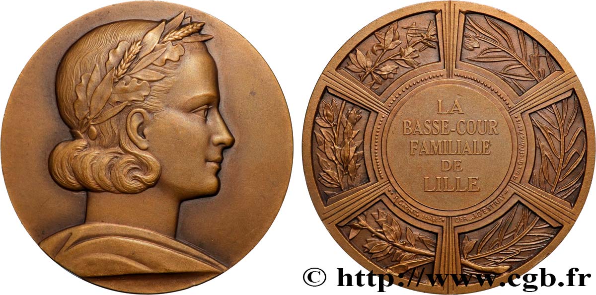 AGRICULTURAL, HORTICULTURAL, FISHING AND HUNTING SOCIETIES Médaille, La basse-cour familiale AU