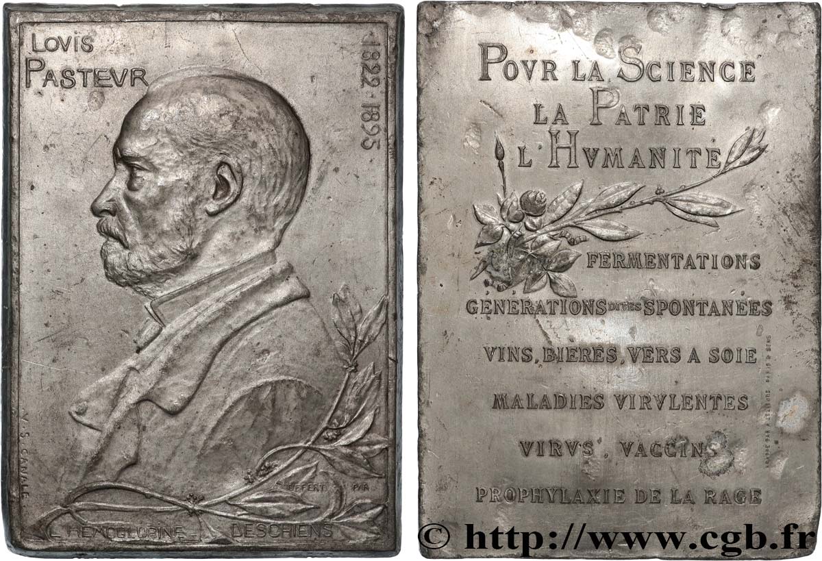 SCIENCES & SCIENTIFIQUES Plaquette, Louis Pasteur TTB