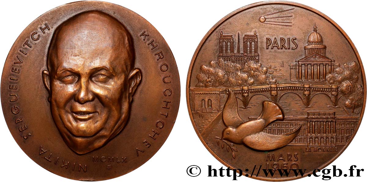 CINQUIÈME RÉPUBLIQUE Médaille, Nikita Sergueïevitch Khrouchtchev TTB+