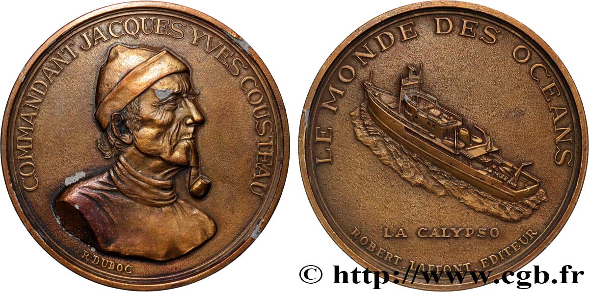 FAMOUS FIGURES Médaille, Commandant Cousteau, la Calypso XF