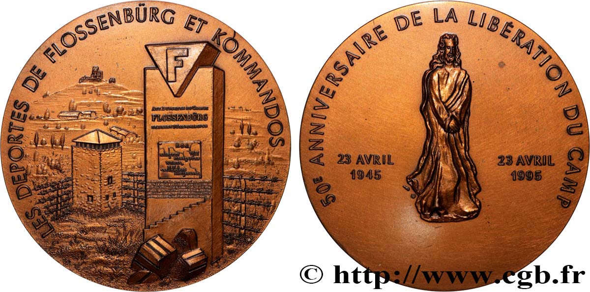 V REPUBLIC Médaille, 50e anniversaire de la libération du camp de Flossenbürg AU