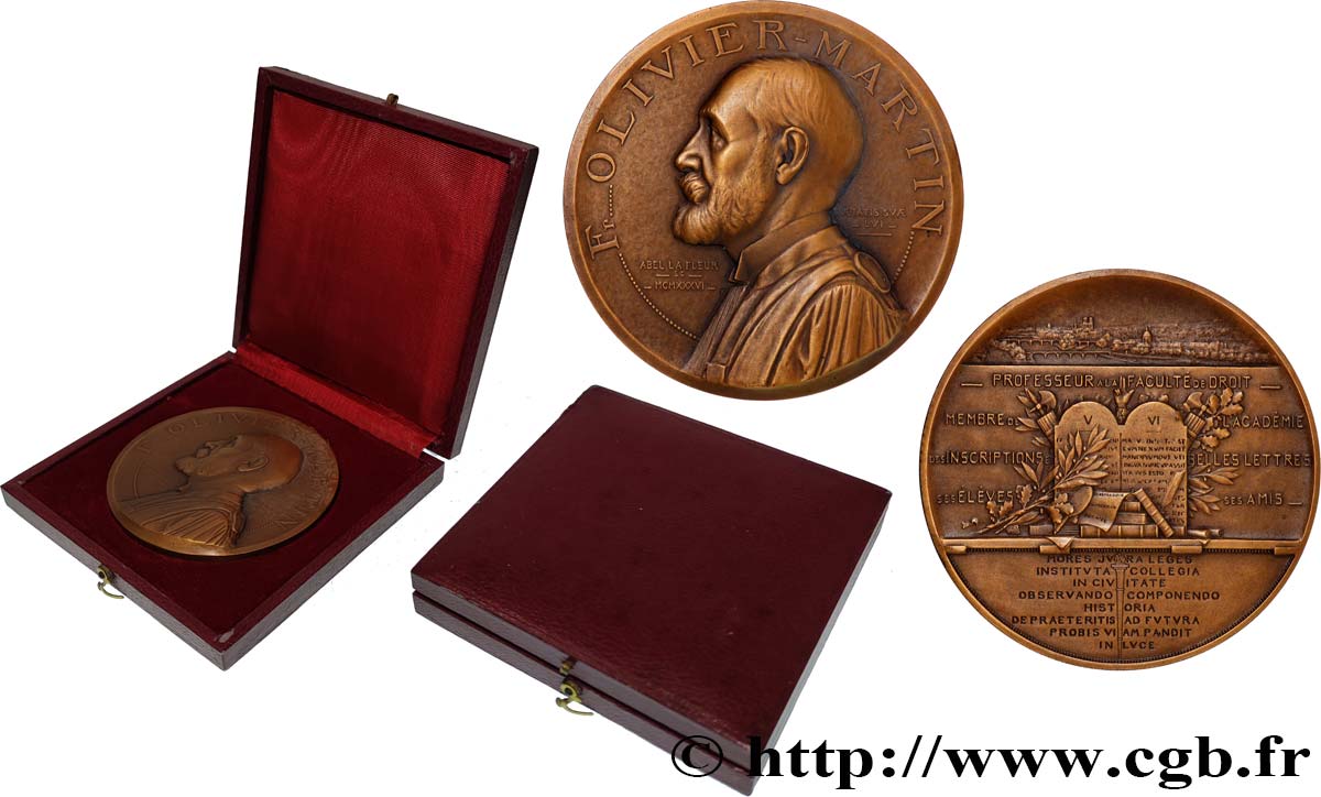 TROISIÈME RÉPUBLIQUE Médaille, François Olivier-Martin SUP