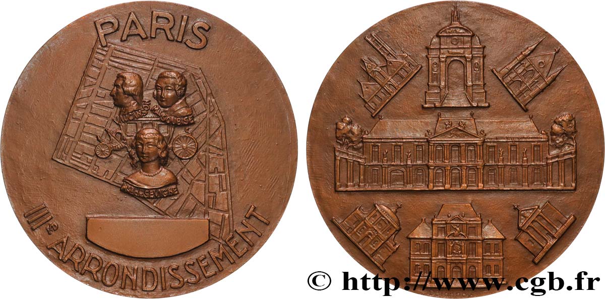 FUNFTE FRANZOSISCHE REPUBLIK Médaille, Paris, IIIe arrondissement VZ