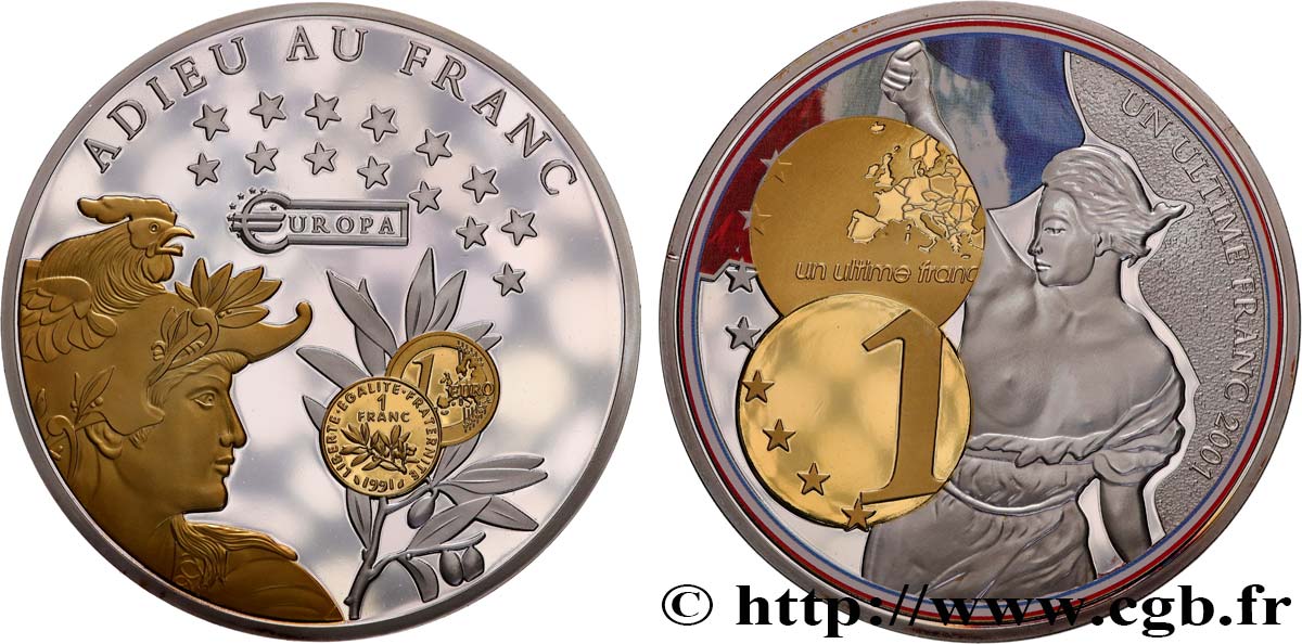 V REPUBLIC Médaille, 10 ans d’adieu au Franc Proof set