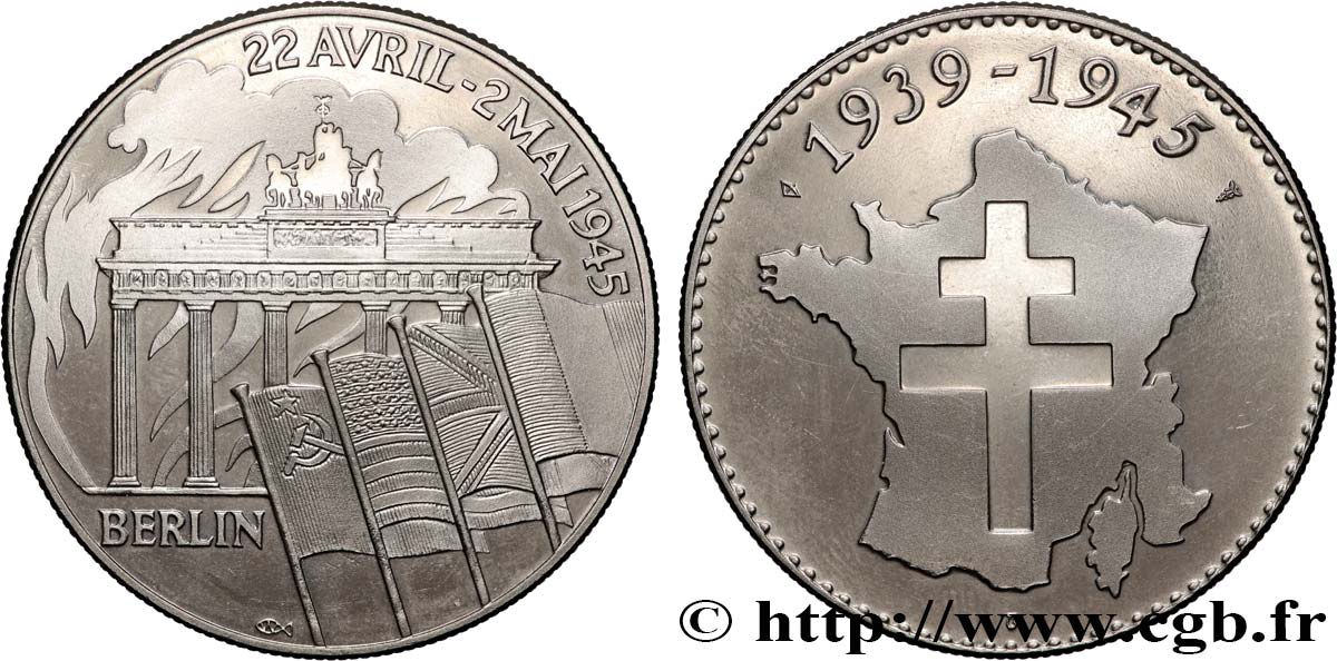 QUINTA REPUBLICA FRANCESA Médaille commémorative, Bataille de Berlin EBC