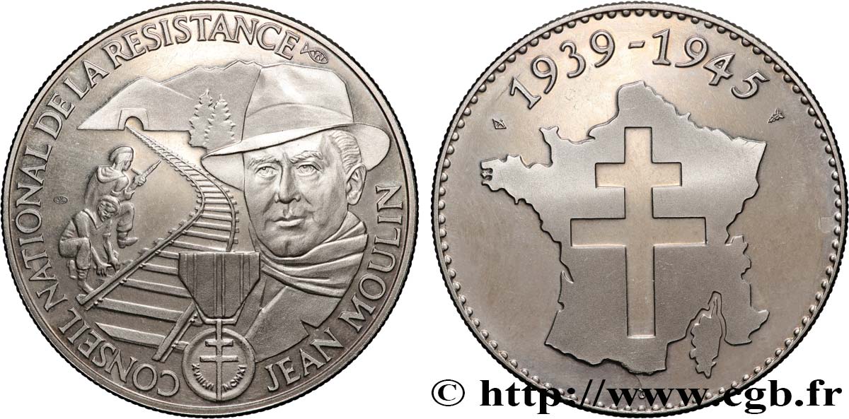 FUNFTE FRANZOSISCHE REPUBLIK Médaille commémorative, Jean Moulin VZ