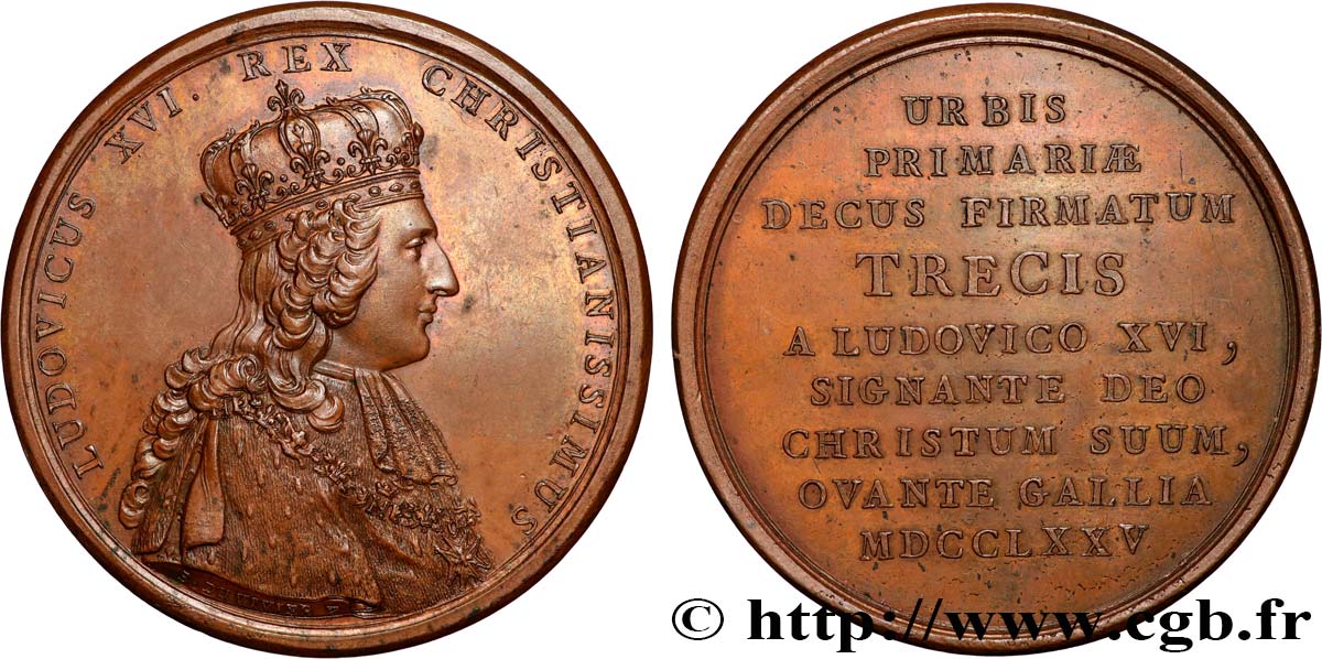 LOUIS XVI Médaille, Sacre du Roi et vœux de la ville de Troyes AU