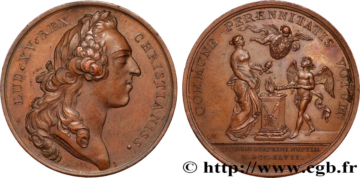 LOUIS XV DIT LE BIEN AIMÉ Médaille, Le second mariage du Dauphin Louis  q.SPL