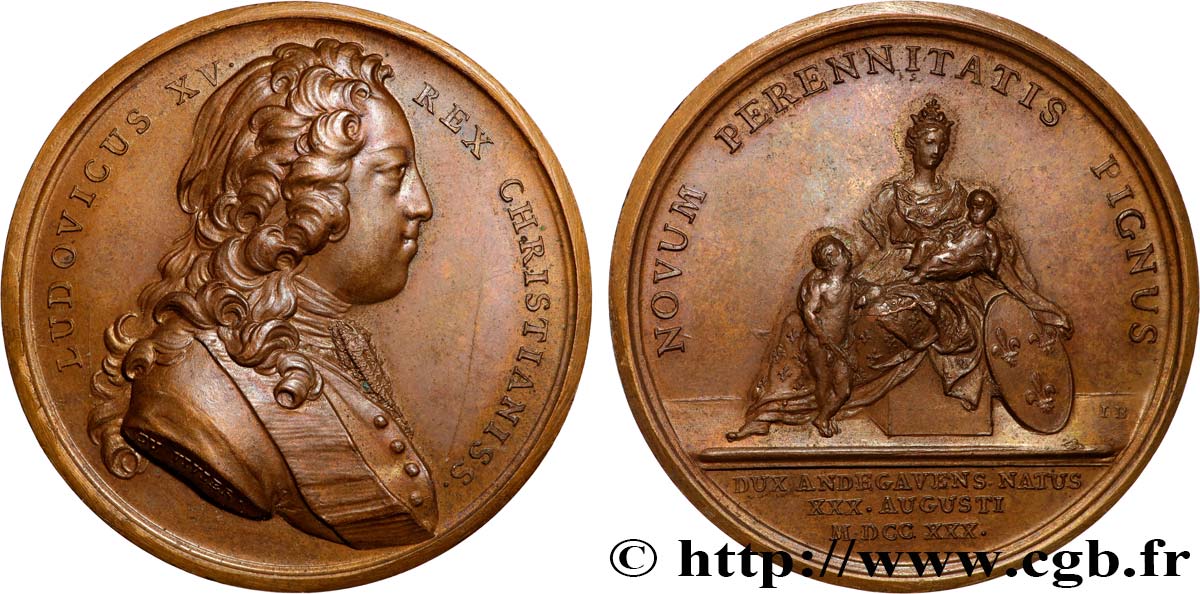 LOUIS XV THE BELOVED Médaille, Naissance du duc d’Anjou AU