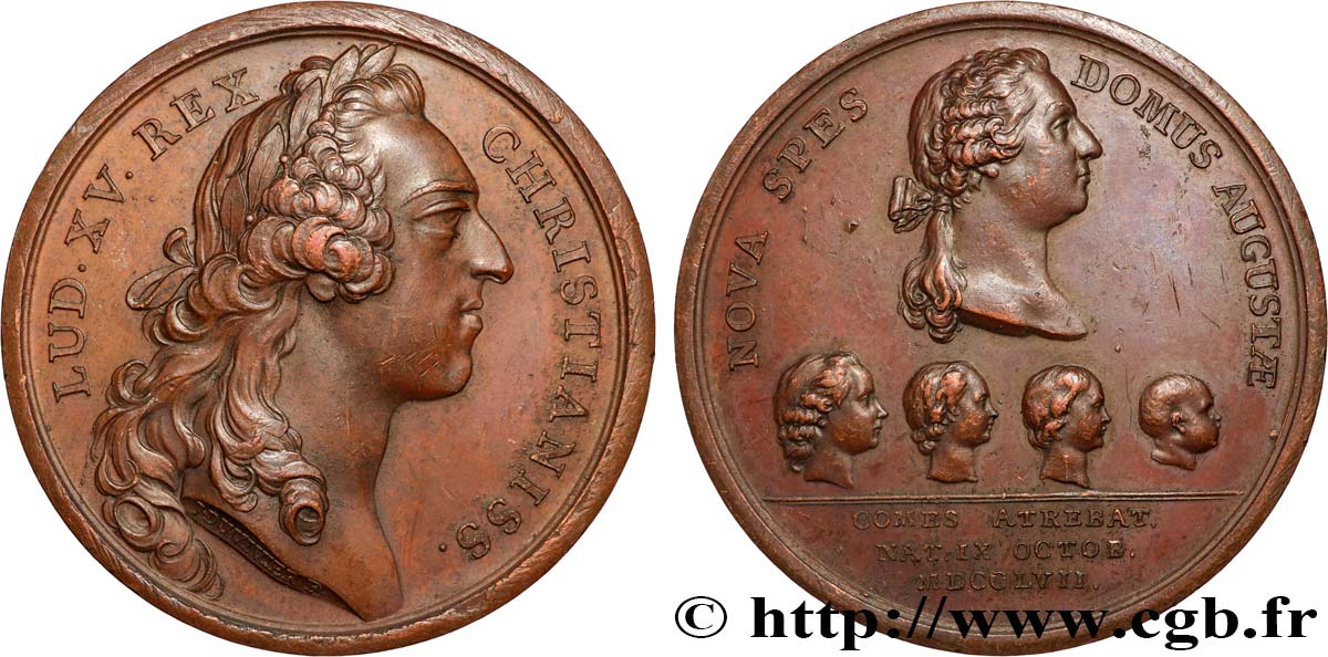 LOUIS XV THE BELOVED Médaille, Naissance du Comte d Artois (futur Charles X) AU