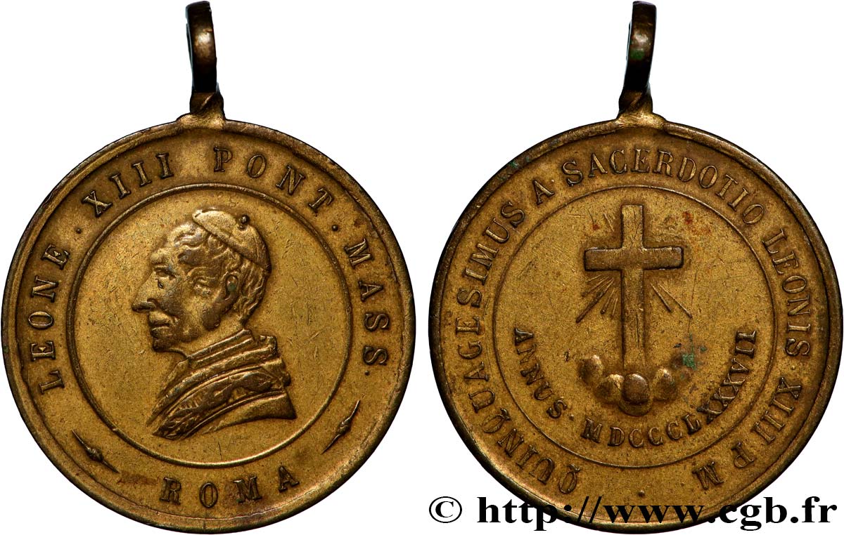 ITALIE - ÉTATS DE L ÉGLISE - LÉON XIII (Vincenzo Gioacchino Pecci) Médaille, Cinquantenaire du pape Léon XIII XF