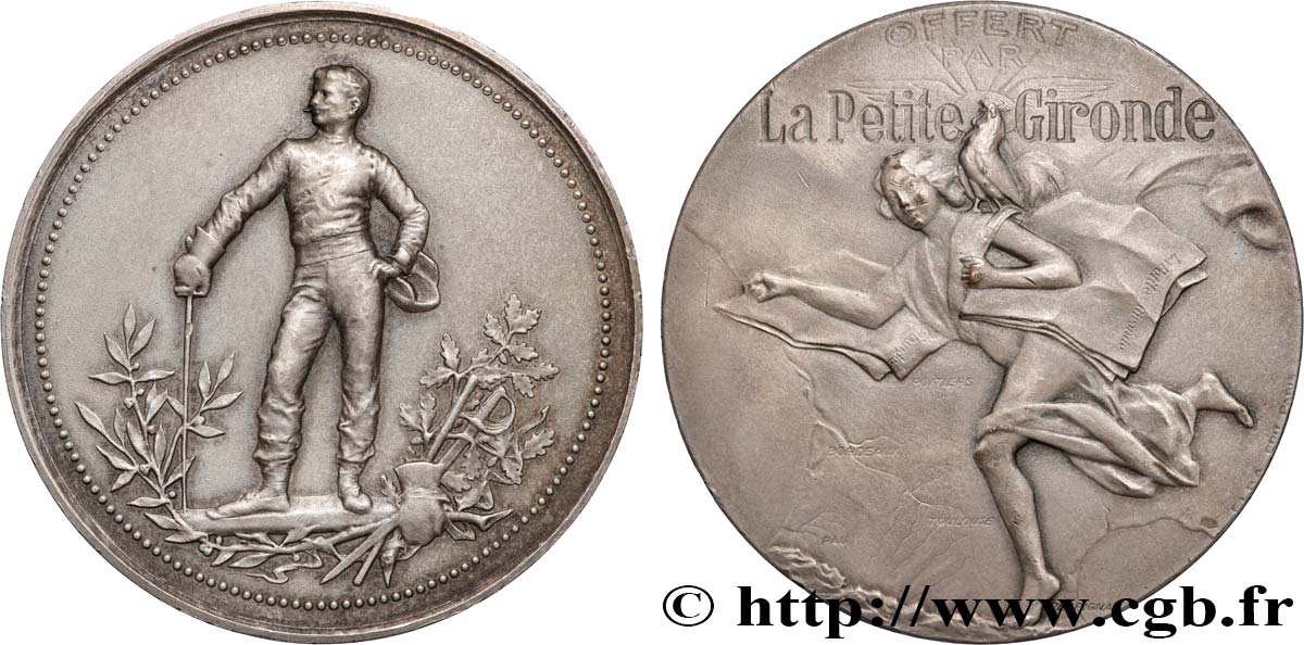 TERZA REPUBBLICA FRANCESE Médaille, Offert par la Petite Gironde, Escrime q.SPL