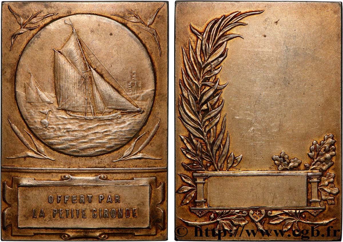 DRITTE FRANZOSISCHE REPUBLIK Plaquette, Offert par la Petite Gironde, Voile SS