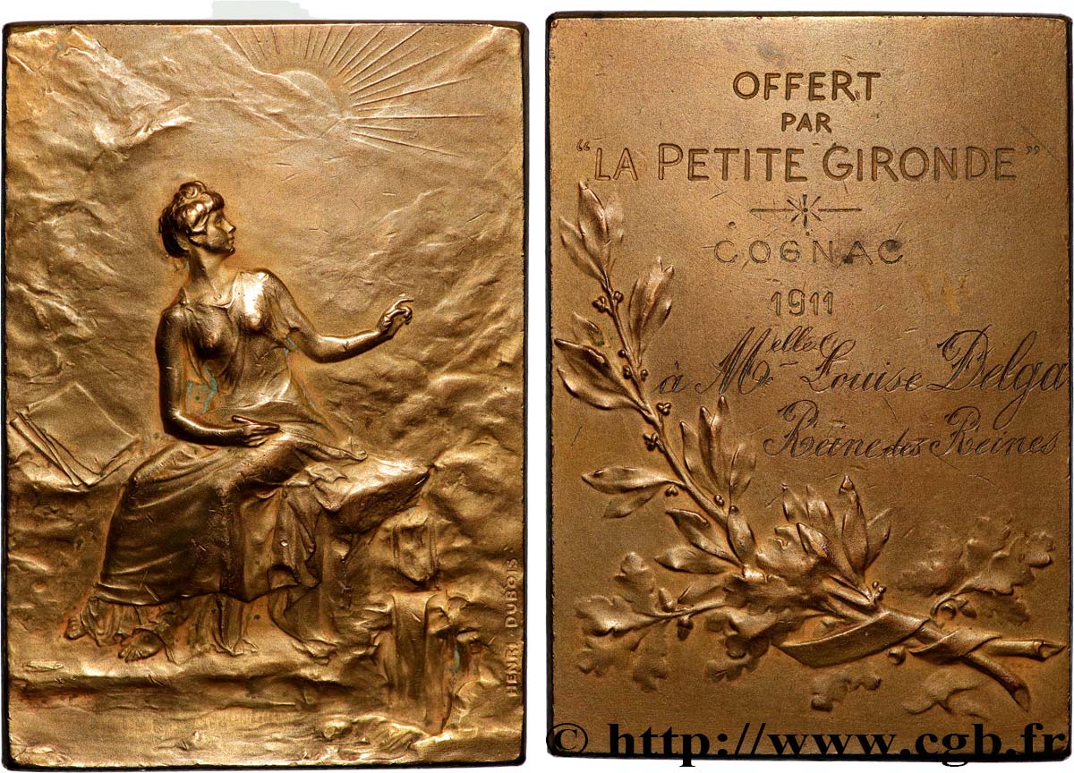 TROISIÈME RÉPUBLIQUE Plaquette, Offert par la Petite Gironde, Reine des reines TTB