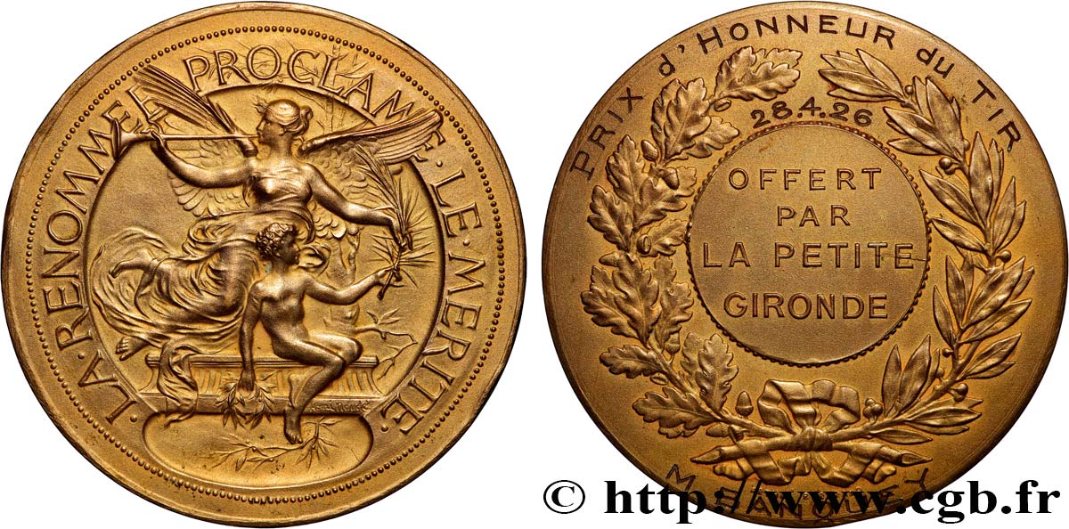 TERZA REPUBBLICA FRANCESE Médaille, Offert par la Petite Gironde, Prix d’honneur du tir q.SPL