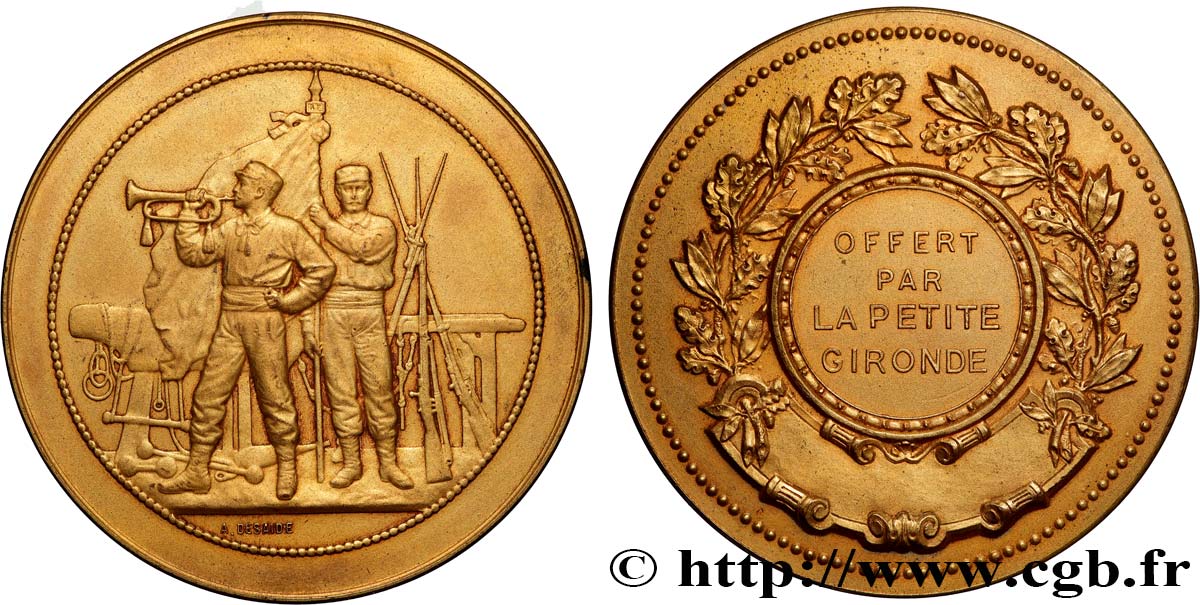 TERCERA REPUBLICA FRANCESA Médaille, Offert par la Petite Gironde, Préparation militaire MBC+