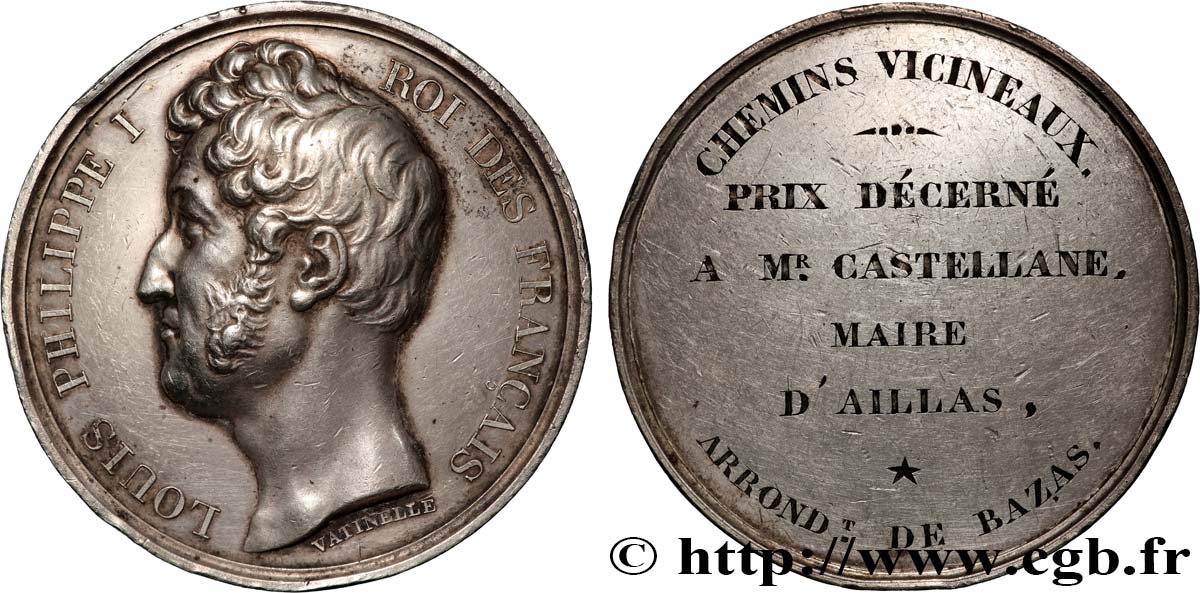 LOUIS-PHILIPPE I Médaille, Chemins vicinaux XF