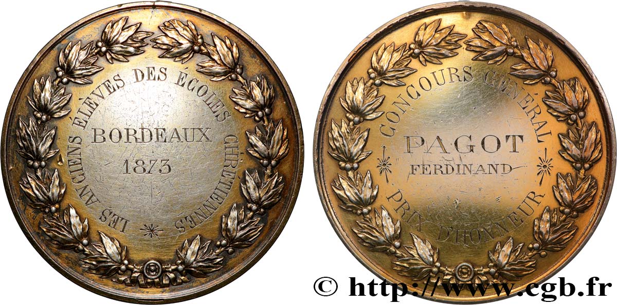 DRITTE FRANZOSISCHE REPUBLIK Médaille, Anciens élèves des écoles chrétiennes, Concours général SS