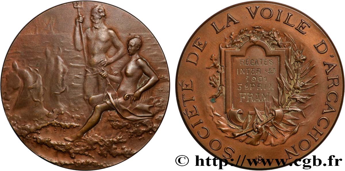 TROISIÈME RÉPUBLIQUE Médaille, Société de la voile d’Arcachon TTB+
