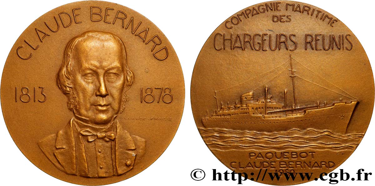 SEA AND NAVY : SHIPS AND BOATS Médaille, Claude Bernard, Paquebot de la compagnie maritime des chargeurs réunis EBC