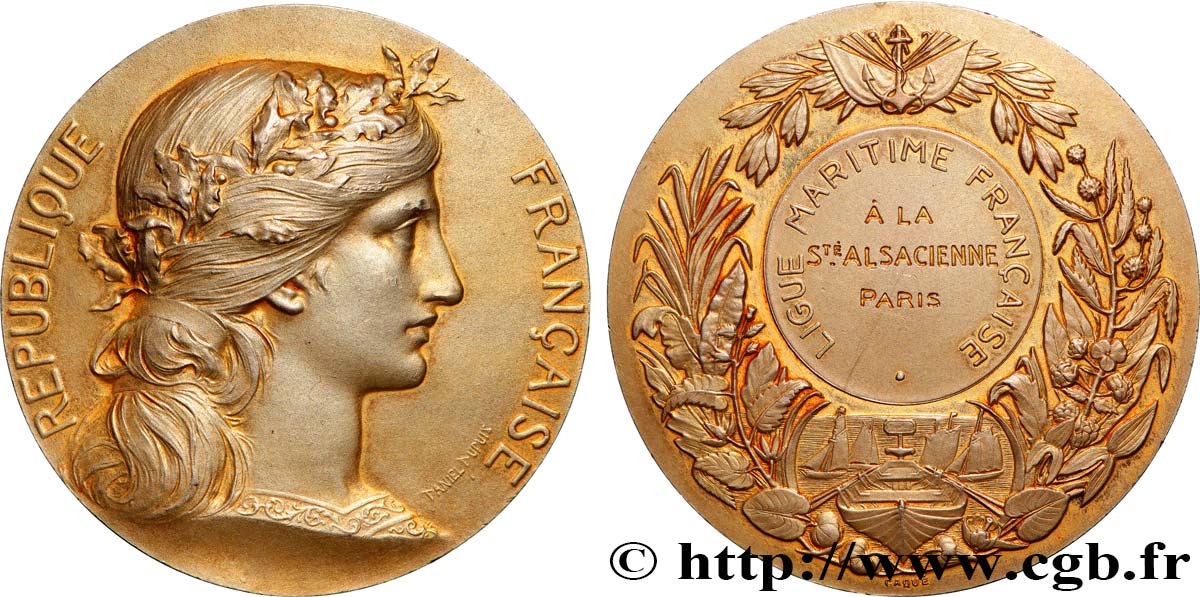 III REPUBLIC Médaille, Ligue maritime française AU