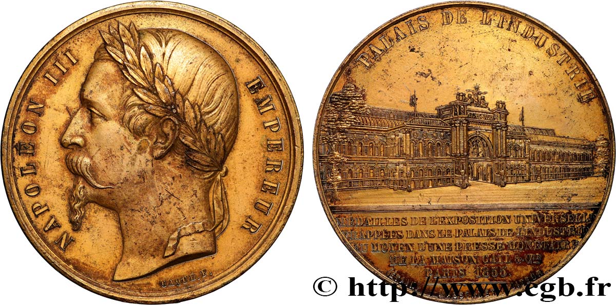 SECOND EMPIRE Médaille, Napoléon III, Palais de l’Industrie TTB