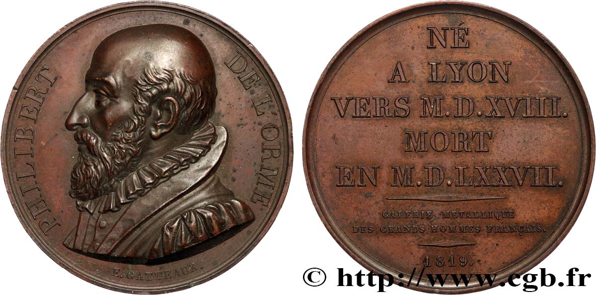 METALLIC GALLERY OF THE GREAT MEN FRENCH Médaille, Philibert de l Orme AU